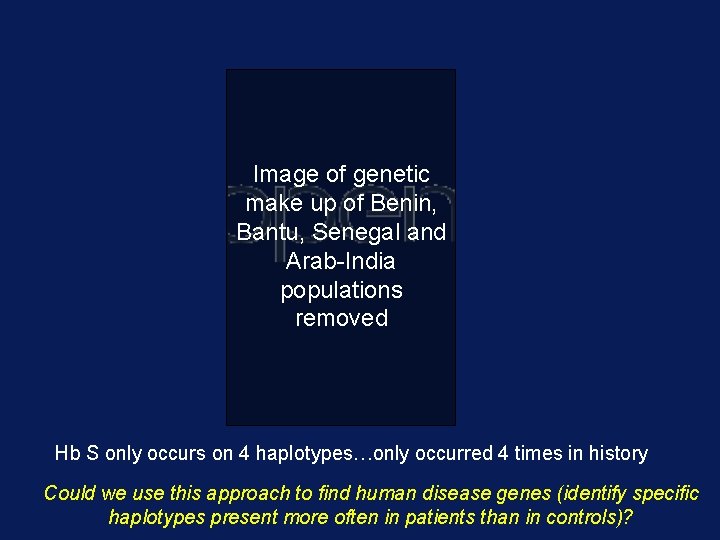 Image of genetic make up of Benin, Bantu, Senegal and Arab-India populations removed Hb