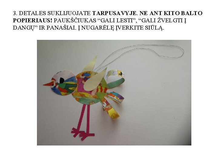 3. DETALES SUKLIJUOJATE TARPUSAVYJE. NE ANT KITO BALTO POPIERIAUS! PAUKŠČIUKAS “GALI LESTI”, “GALI ŽVELGTI