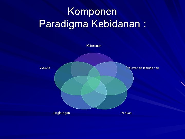 Komponen Paradigma Kebidanan : Keturunan Wanita Pelayanan Kebidanan Lingkungan Perilaku 