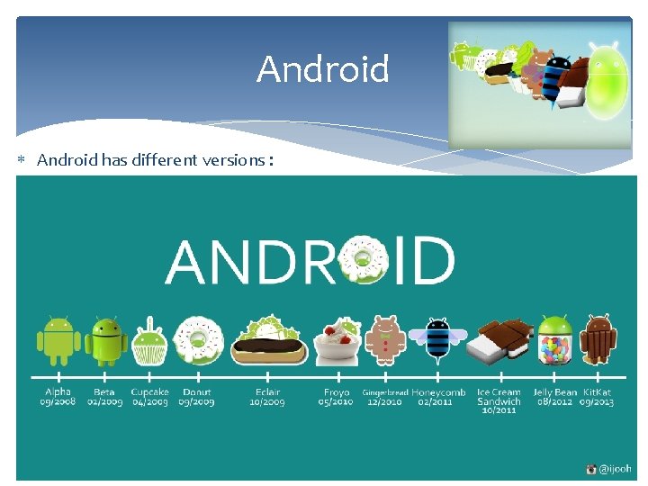 Android has different versions : 49 