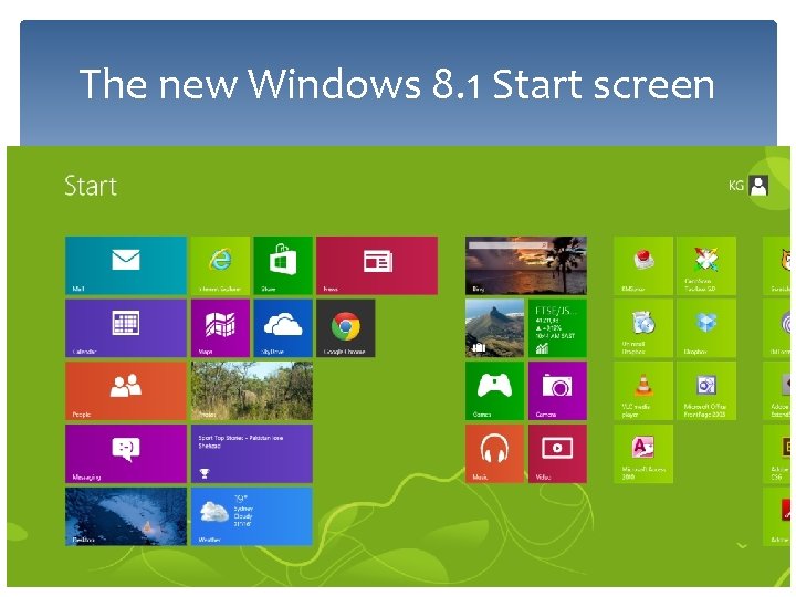 The new Windows 8. 1 Start screen 52 
