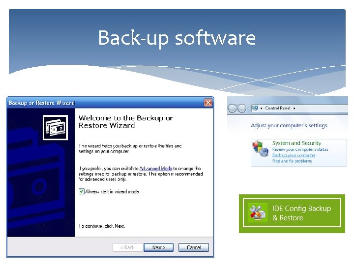 Back-up software 62 
