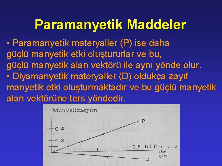 Paramanyetik Maddeler • Paramanyetik materyaller (P) ise daha güçlü manyetik etki oluştururlar ve bu,