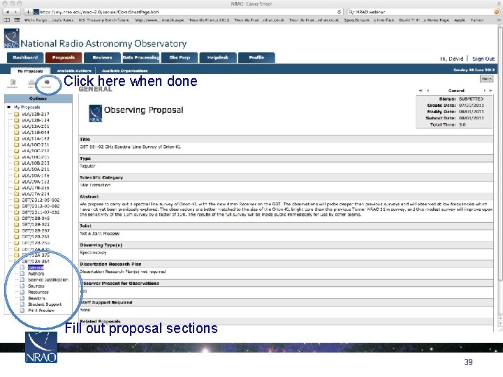 Click here when done Fill out proposal sections 39 