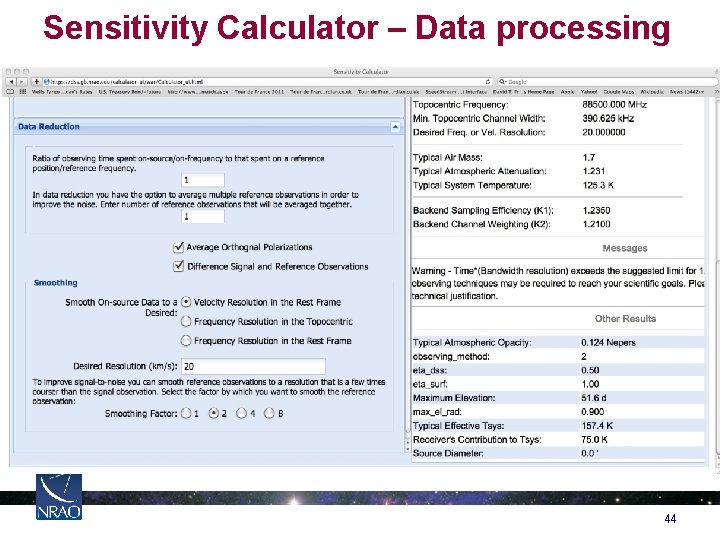 Sensitivity Calculator – Data processing 44 