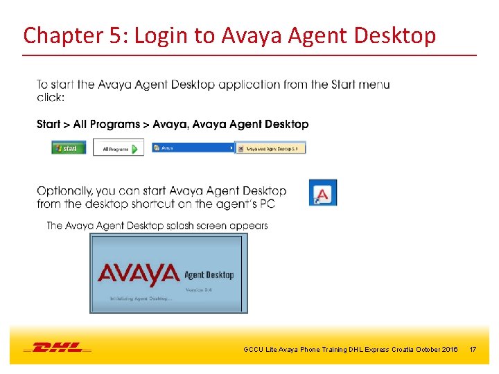 Chapter 5: Login to Avaya Agent Desktop GCCU Lite Avaya Phone Training DHL Express
