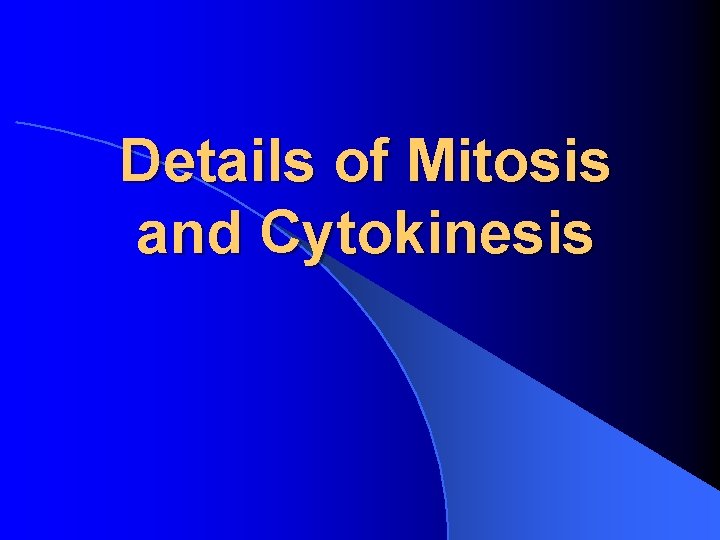 Details of Mitosis and Cytokinesis 