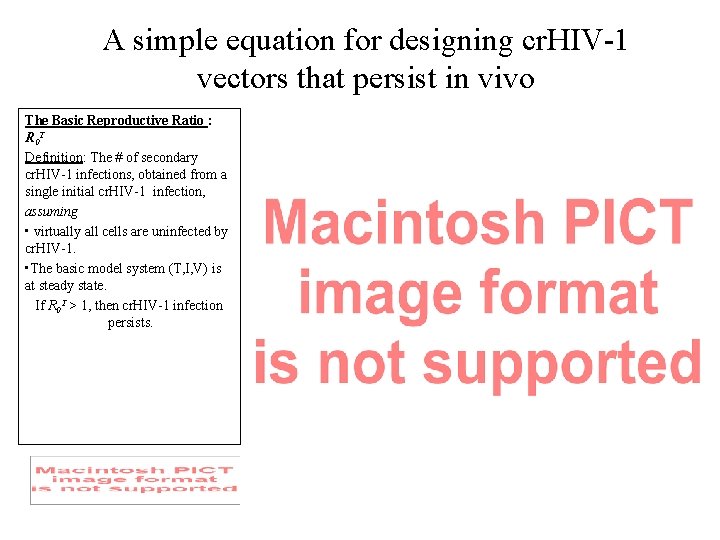 A simple equation for designing cr. HIV-1 vectors that persist in vivo The Basic