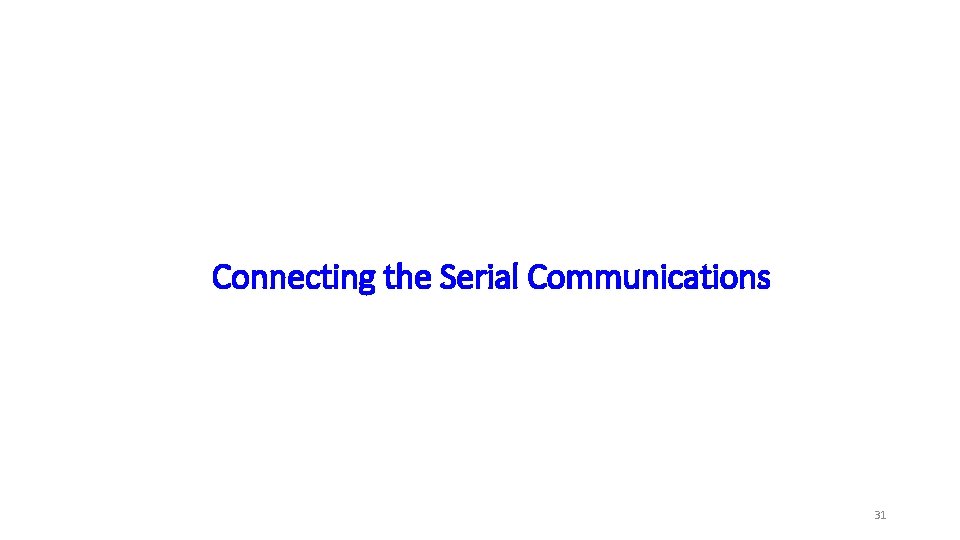 Connecting the Serial Communications 31 