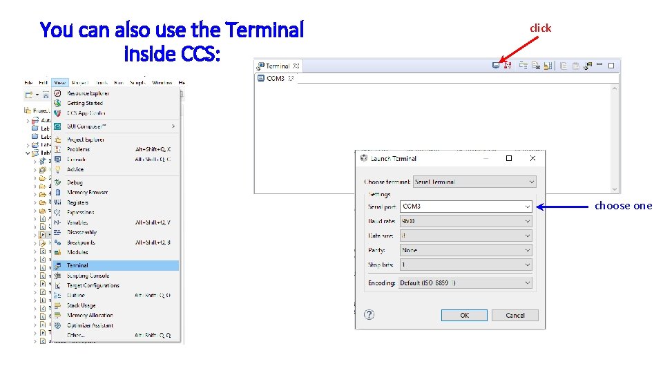 You can also use the Terminal inside CCS: click choose one 
