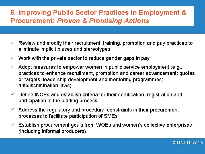 6. Improving Public Sector Practices in Employment & Procurement: Proven & Promising Actions ü