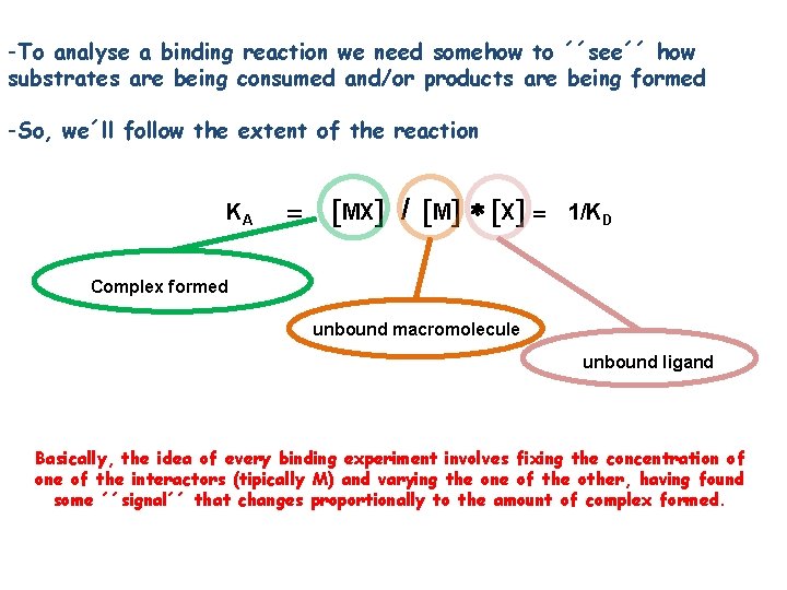 -To analyse a binding reaction we need somehow to ´´see´´ how substrates are being