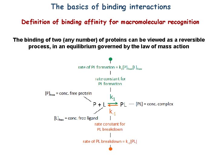The basics of binding interactions Definition of binding affinity for macromolecular recognition The binding