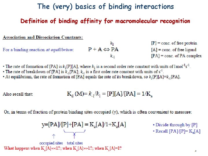 The (very) basics of binding interactions Definition of binding affinity for macromolecular recognition 