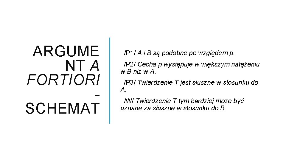 ARGUME NT A FORTIORI SCHEMAT /P 1/ A i B są podobne po względem