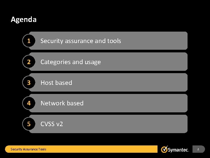 Agenda 1 Security assurance and tools 2 Categories and usage 3 Host based 4