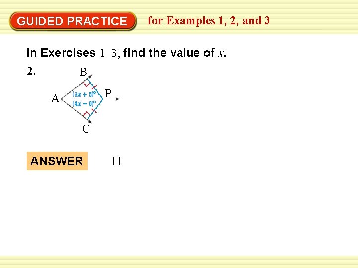 Warm-Up Exercises GUIDED PRACTICE for Examples 1, 2, and 3 In Exercises 1– 3,