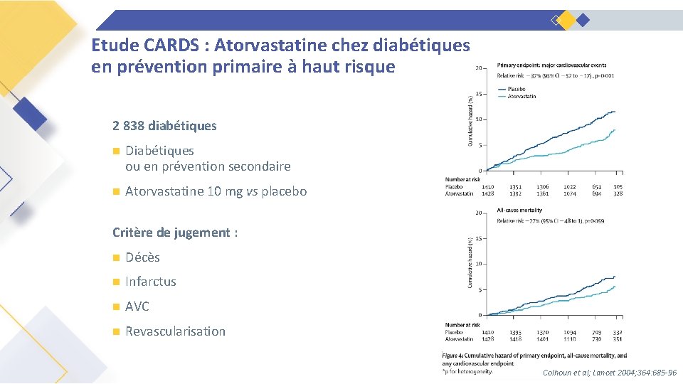 Etude CARDS : Atorvastatine chez diabétiques en prévention primaire à haut risque 2 838