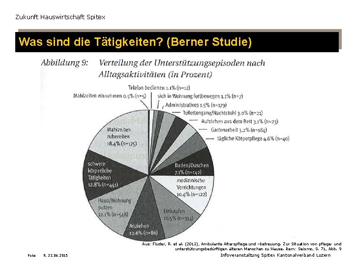 Zukunft Hauswirtschaft Spitex Was sind die Tätigkeiten? (Berner Studie) Aus: Fluder, R. et al.