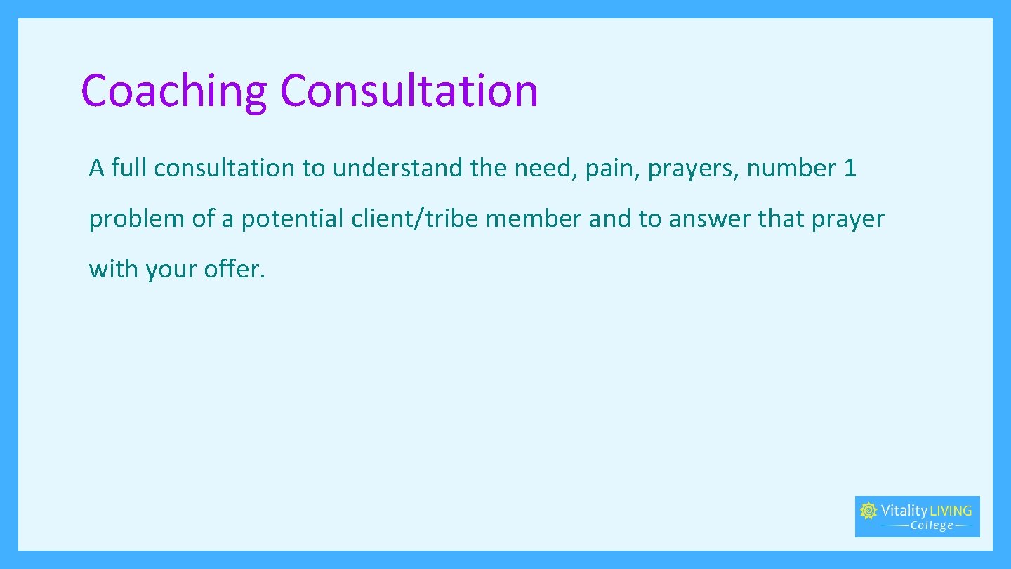 Coaching Consultation A full consultation to understand the need, pain, prayers, number 1 problem