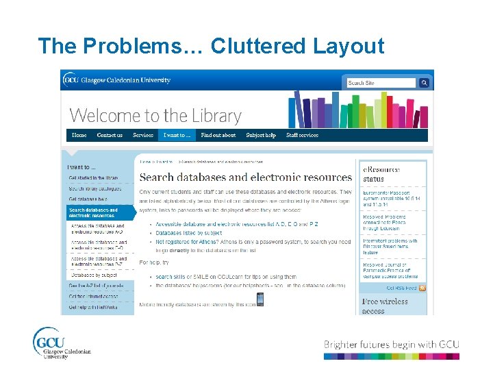 The Problems… Cluttered Layout 