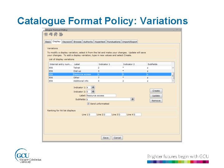 Catalogue Format Policy: Variations 