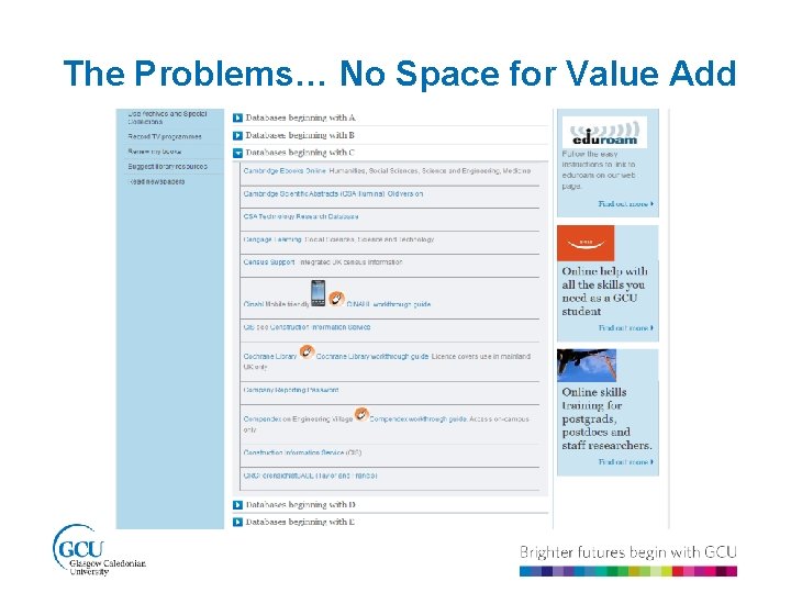 The Problems… No Space for Value Add 