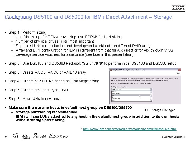 Configuring DS 5100 and DS 5300 for IBM i Direct Attachment – Storage IBM