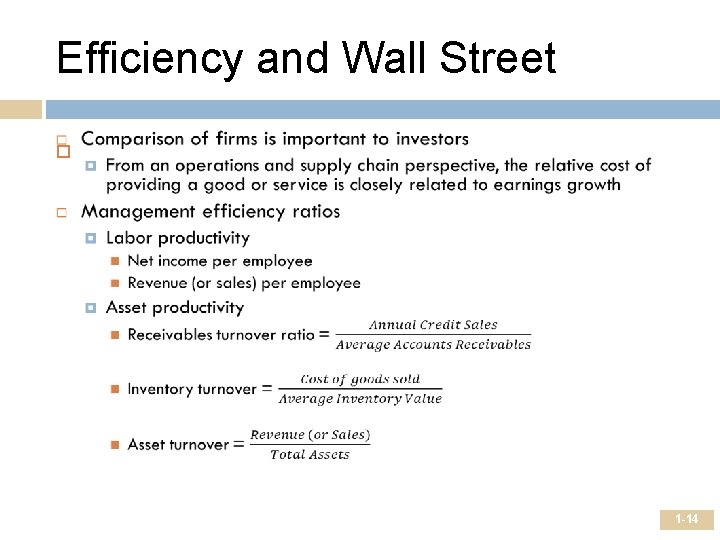 Efficiency and Wall Street 1 -14 