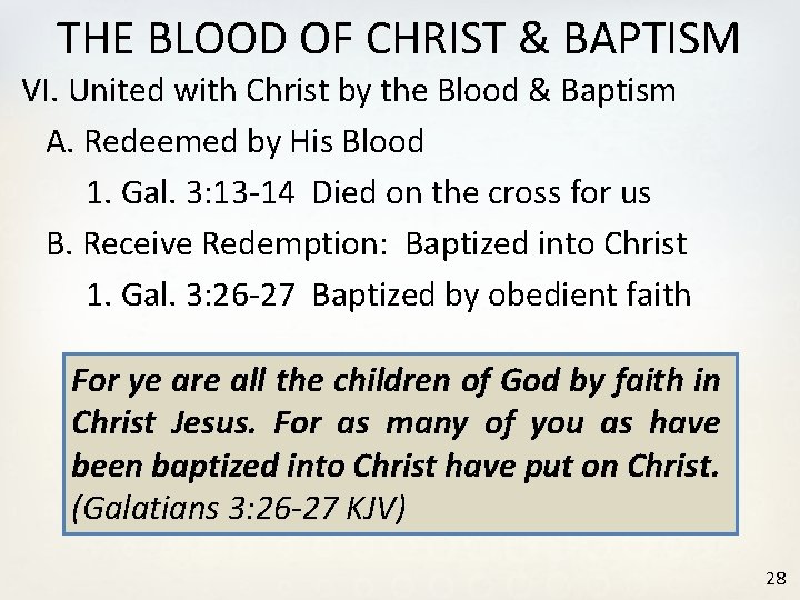 THE BLOOD OF CHRIST & BAPTISM VI. United with Christ by the Blood &