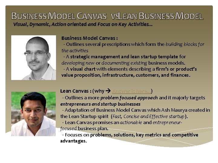 BUSINESS MODEL CANVAS VSLEAN BUSINESS MODEL Visual, Dynamic, Action oriented and Focus on Key
