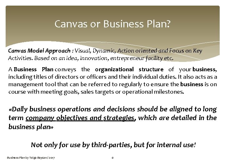 Canvas or Business Plan? Canvas Model Approach : Visual, Dynamic, Action oriented and Focus