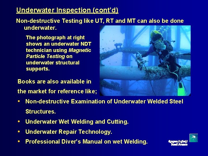 Underwater Welding Inspection Presentation Presented by Saiful Rizal