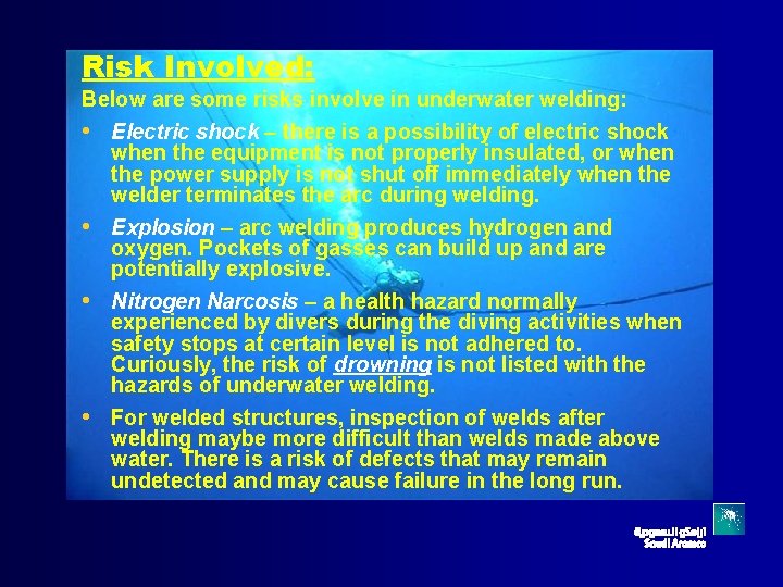 Underwater Welding Inspection Presentation Presented by Saiful Rizal