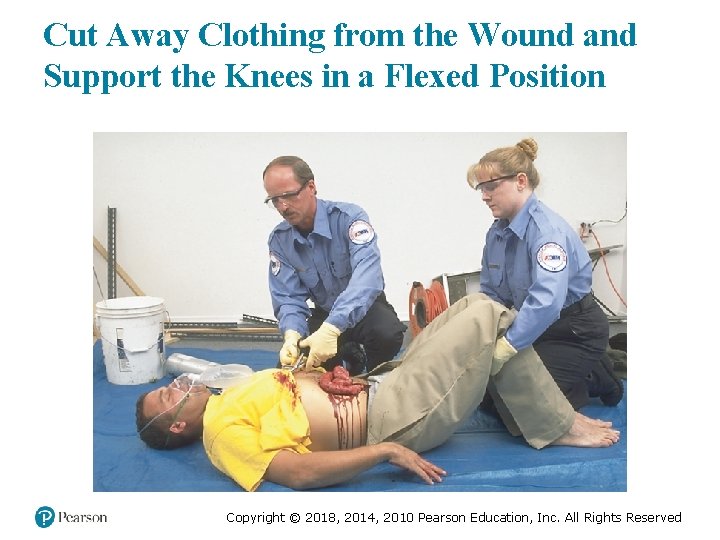 Cut Away Clothing from the Wound and Support the Knees in a Flexed Position