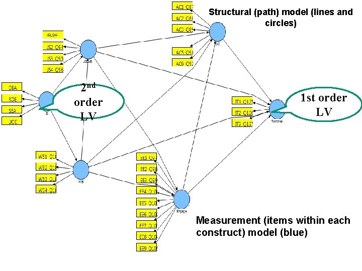 Structural (path) model (lines and circles) 2 nd order LV 1 st order LV