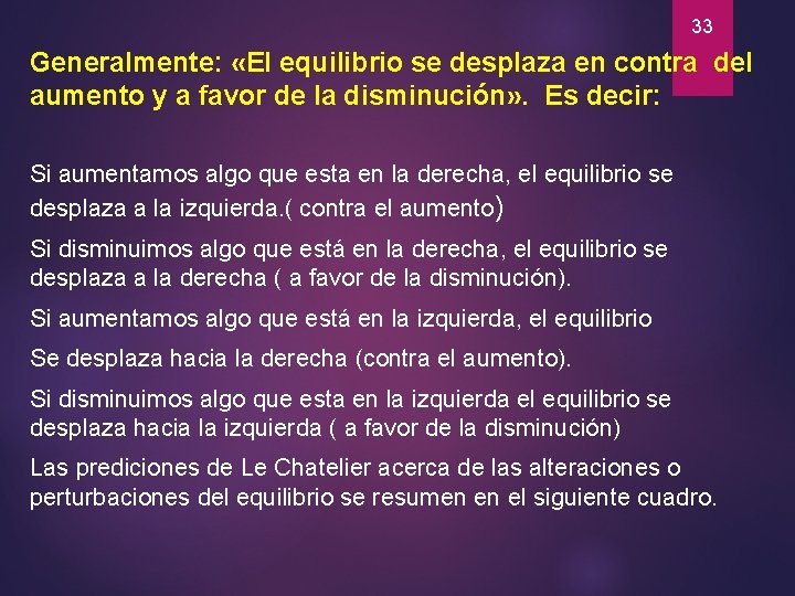 33 Generalmente: «El equilibrio se desplaza en contra del aumento y a favor de