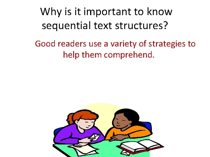 Why is it important to know sequential text structures? Good readers use a variety