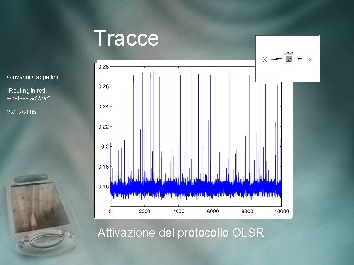 Tracce Giovanni Cappellini “Routing in reti wireless ad hoc” 22/02/2005 Attivazione del protocollo OLSR