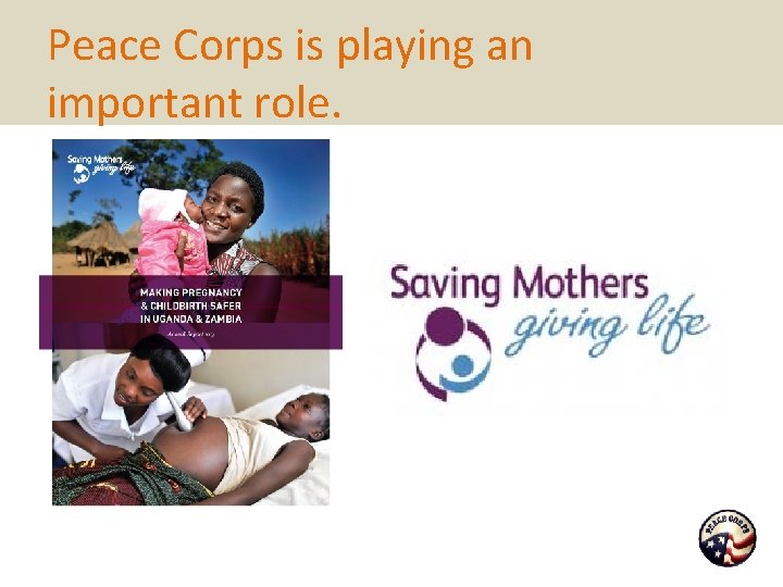 Peace Corps is playing an important role. 