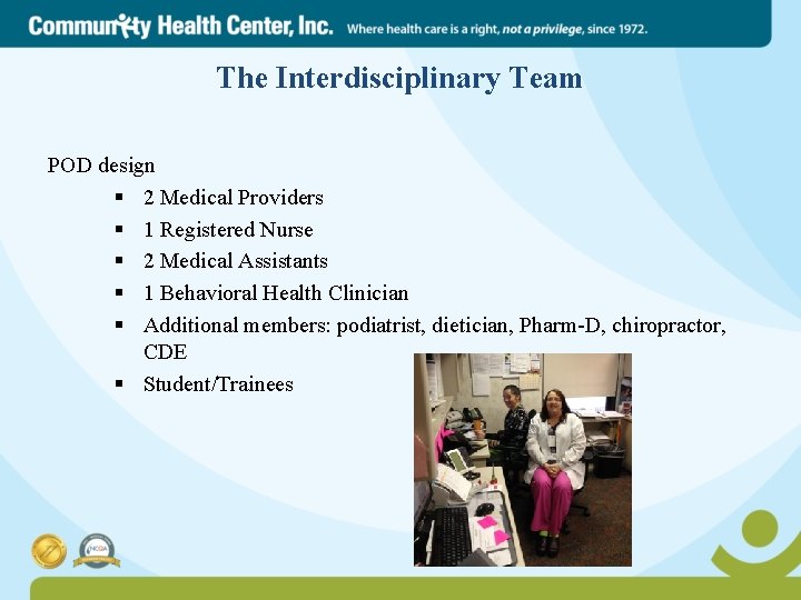 The Interdisciplinary Team POD design § 2 Medical Providers § 1 Registered Nurse §