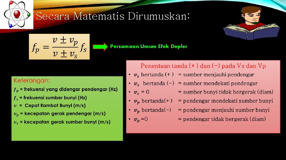 Secara Matematis Dirumuskan: Persamaan Umum Efek Dopler • 