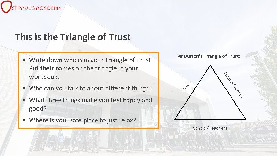 This is the Triangle of Trust nts are U! YO /P me • Who