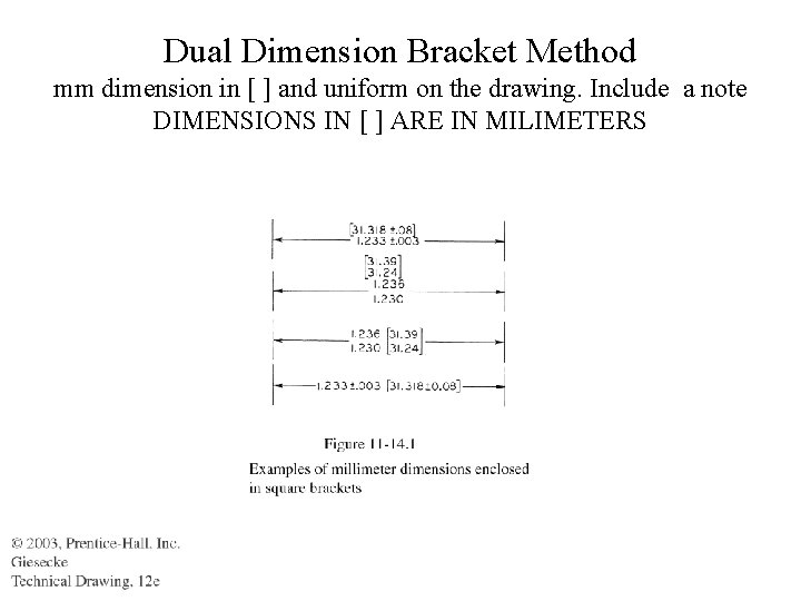 Dual Dimension Bracket Method mm dimension in [ ] and uniform on the drawing.