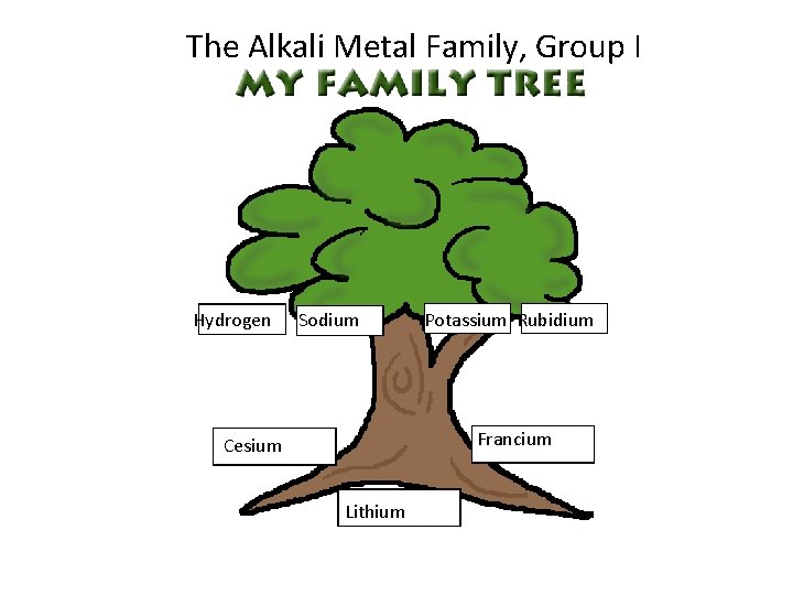 The Alkali Metal Family, Group I Hydrogen Sodium Potassium Rubidium Francium Cesium Lithium 