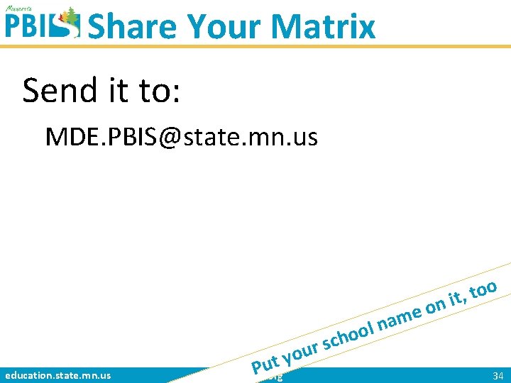 Share Your Matrix Send it to: MDE. PBIS@state. mn. us education. state. mn. us