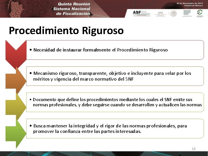 Procedimiento Riguroso • Necesidad de instaurar formalmente el Procedimiento Riguroso • Mecanismo riguroso, transparente,