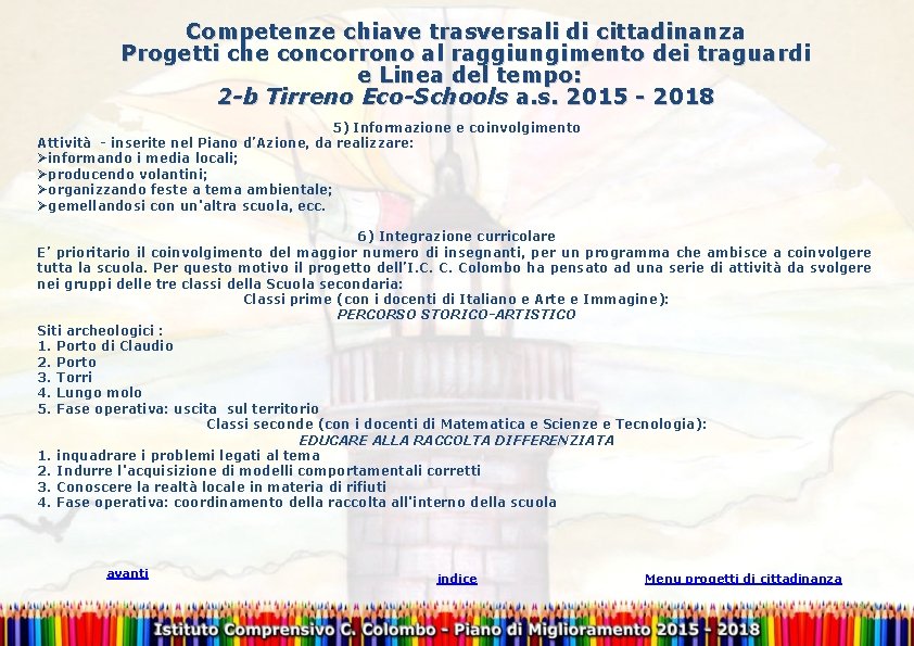 Competenze chiave trasversali di cittadinanza Progetti che concorrono al raggiungimento dei traguardi e Linea