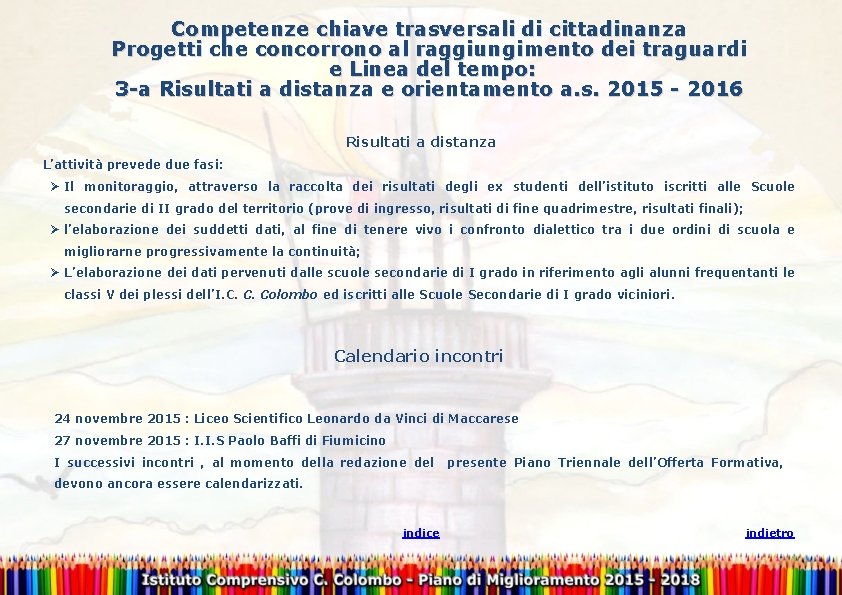 Competenze chiave trasversali di cittadinanza Progetti che concorrono al raggiungimento dei traguardi e Linea