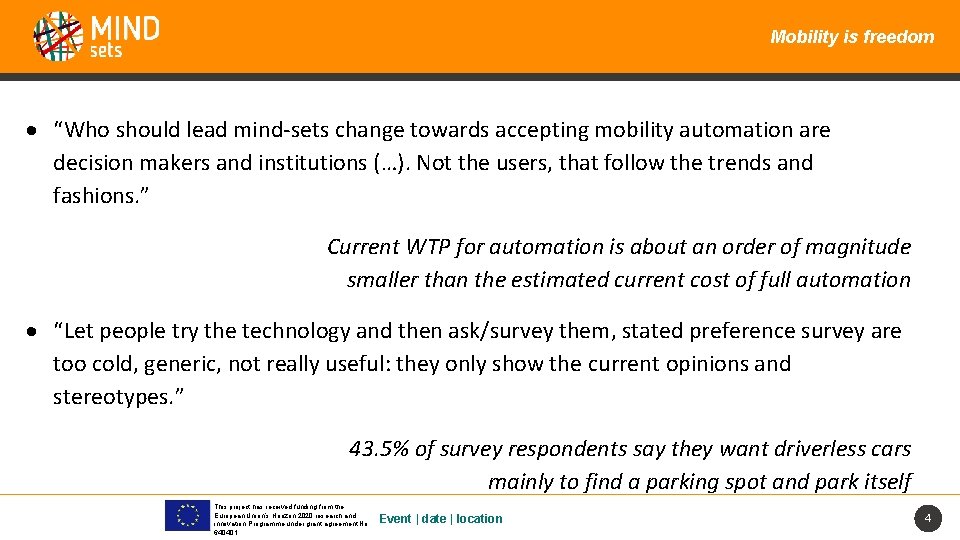 Mobility is freedom “Who should lead mind-sets change towards accepting mobility automation are decision